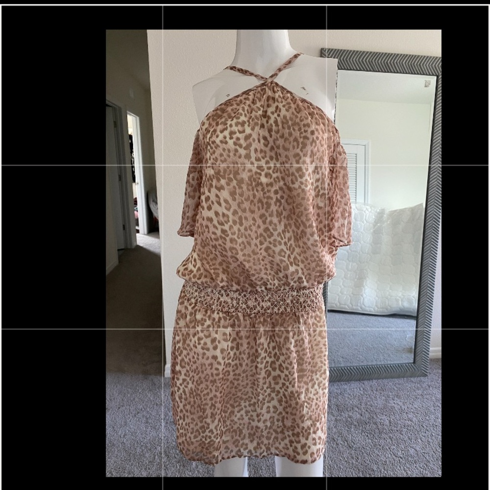 NWT MARCHESA ROSE SPRING LEOPARD BELL SLEEVE DRESS SIZE XS MSRP $395.00